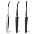 3 Pack Reverse Tweezers, ESD Safe Stainless Steel with Rubber Tips | cross-locking mechanism, straight & bent tip set, non-slip rubber tips, ideal for electronics repair, jewelry making, crafts