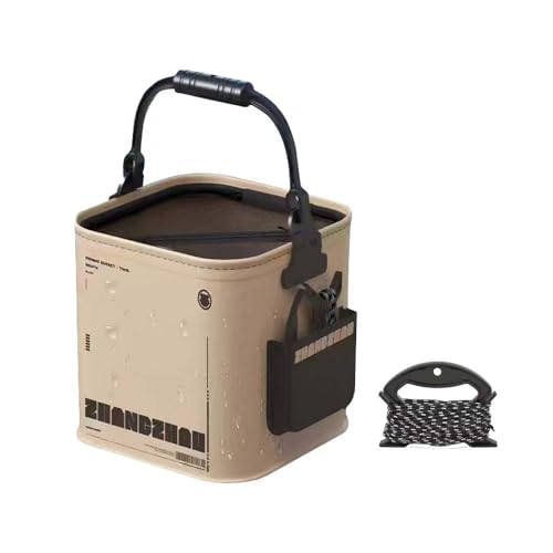 Collapsible Fishing Bucket 2.11 Gallon/8L - Portable Folding Live Bait Bucket with Aerator Pocket, Rope & Net for Live Fish & Shrimp, Kayak, Camping, Hiking (Small) - size: 2.11 Gallon (8L)