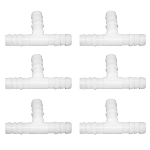 Plastic 5/32" ID Hose Barb Fittings, Equal Barbed Tee Pipe Connectors 3 Way Joint Splicer Mender Union Adapter for Boat Aquarium (Pack of 6) - size: 5/32 Inch