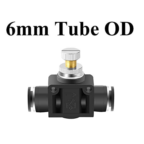 Beduan 6mm x 6mm Tube OD Air Flow Control Valve with Push-to-Connect Fitting Speed Controller Union Straight SCF-6 (Pack of 2) - size: 6mm Tube OD(2Pcs)