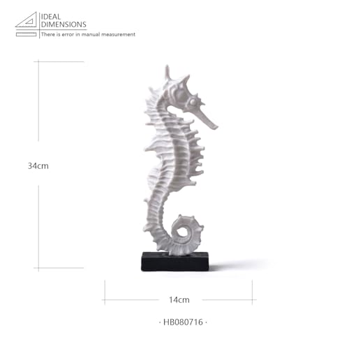 HAUCOZE Seahorse Statue Ocean Decor Modern Home Sculpture Polyresin Table Centerpiece Gift Art for Bookshelf Bedroom 13.4 Inch