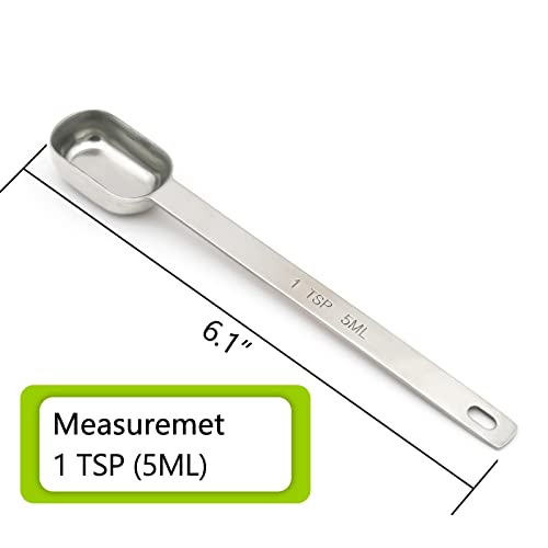 1PCS 1tsp (1/3tbsp, 5ml) Single Measuring Spoon, Stainless Steel Long Handle Individual Teaspoons Only - size: 1tsp|1/3tbsp|5ml|1/6oz