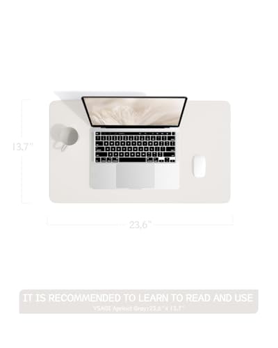 YSAGi Non-Slip Leather Desk Pad, Waterproof Laptop Computer Desk Keyboard Mat, Table Protector Blotter Mat, Large Mouse Pad for Office/Work/Home/Decor(Apricot Gray, 23.6" x 13.7") - color: Apricot Gray, size: 23.6" x 13.7"
