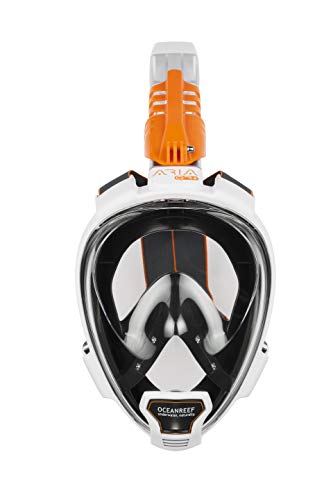 OCEAN REEF - Aria QR + Quick Release Snorkeling Mask - Full Face Snorkeling Mask - 180 Degree Underwater Vision - 8 Colours and 4 Sizes - color: White, size: Small-Medium