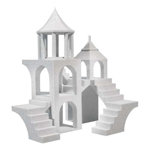 Aquarium Undergravel Fish Tunnel Hide Cave Corner Castle Tank Decorations Under Gravel Viewing Tunnel Fish & Shrimp Cave for Aquarium Hideout(Light Gray,Style C) - color: Light Gray, style: Style B