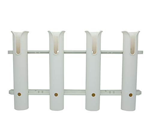HiUmi Wall Mounted Fishing Rod Holders Tubes Links Fishing Rod Holder Rack Rests (4-Pole-White) - color: 4-pole-white