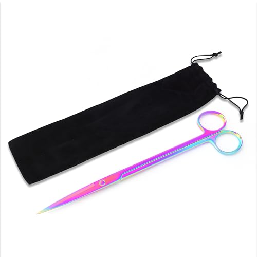 Mandala Crafts 12 Inches Rainbow Stainless Steel Straight Aquarium Scissors for Trimming Aquatic Plants – Long Aquascape Scissors for Fish Tanks, Hospital Tanks, Goldfish Bowls, and Terrariums - color: Rainbow Straight Scissors, size: 12 Inches