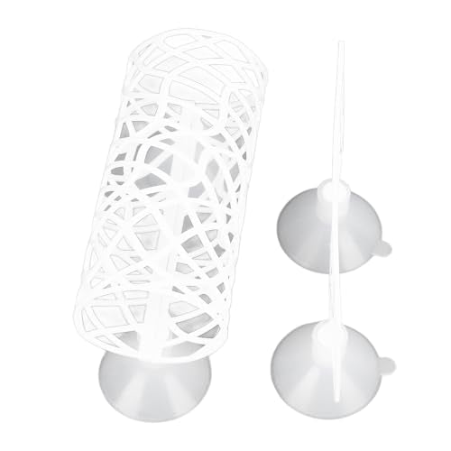 Fish Bed Tunnel, Small Hole Hollow Fish Hideout Resting Tube Premium Craftsmanship Betta House Shrimp Hide with Suction Cup for Aquarium (White) - color: White