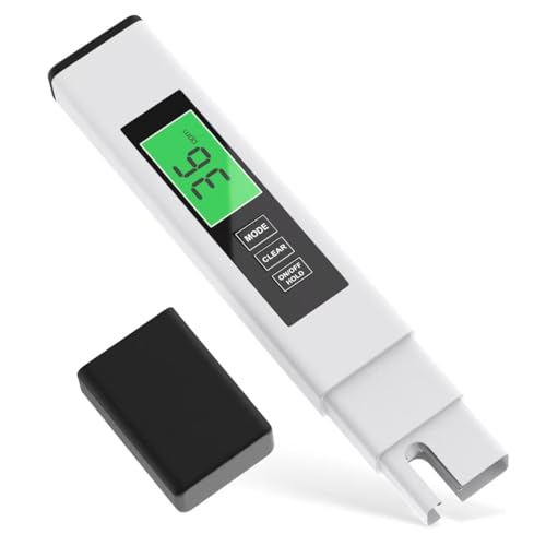 TDS Water Tester, 4 in 1 TDS Meter Digital Water Tester, Accurate and Reliable Digital TDS EC & Temp(°C,°F) Meter, 0-9990PPM Water Quality Tester for Drinking Water RO/DI System Aquarium White 6.1In
