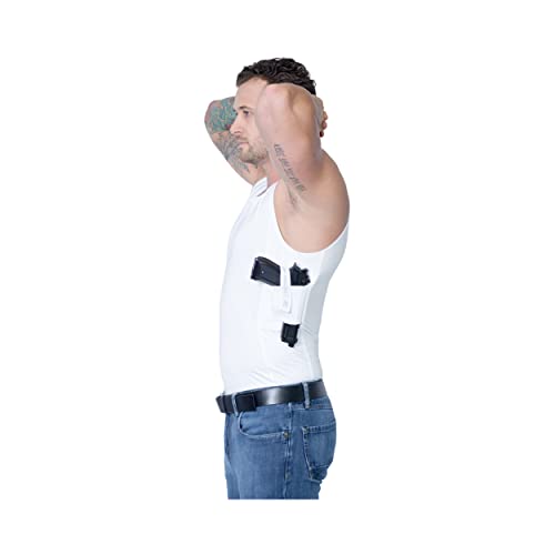 Concealed Carry Wear CCW Compression Tank Top - Tactical Everyday Carry EDC - Gun Holster Shirt for Men - color: White, size: Medium