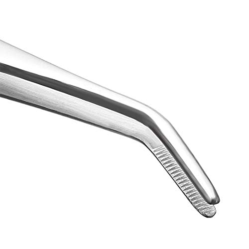7 Inch Stainless Steel Tweezers with Curved Serrated Tip Multipurpose Forceps for Craft Repairing 2 Pack - size: 7 Inch