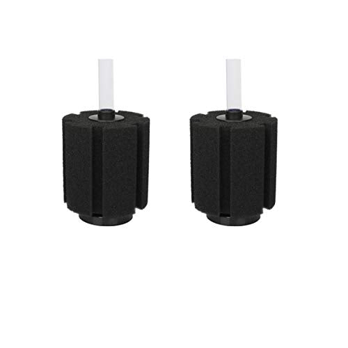 ALEGI Aquarium Sponge Filter for 20 Gallon Fish Tank, Betta, Nano, Shrimp, Fry, Biochemical Filter with Airline Tubing, Check Valves, Suction Cups - size: Middle up to 20Gal 2 Pcs