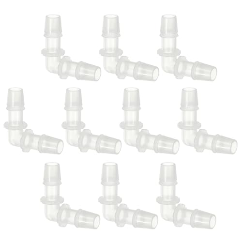 PATIKIL 7/16" Plastic Hose Barb 90 Degree Elbow, 10 Pack L-Barb Fittings 2 Way Equal Barbed Joint Connector Splicer Mender Hose Adapter Union Adapter for Aquarium Fuel Gas Liquid Air - size: 7/16"