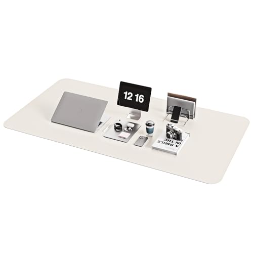 YSAGi Non-Slip Leather Desk Pad XL Size, Waterproof Laptop Computer Desk Keyboard Mat, Table Protector Blotter Mat, Large Mouse Pad for Office/Work/Home/Decor(Apricot Gray, 47.2" x 23.6")-No Band - color: Apricot Gray, size: 47.2" x 23.6"