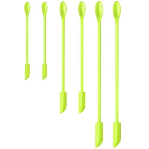 Silicone Spatula Set (6Pcs) - Mini Scraper Tool for Beauty & Food - Reach Every Last Drop, Multi-Size Spatulas for Makeup Jars, Lotion Bottles & Kitchen Containers (Green) - color: Green
