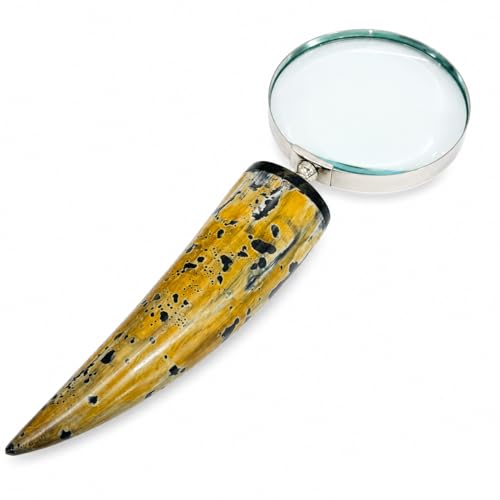 Handcrafted Magnifying Glass with Buffalo Horn Handle Gold Plated Reading Zoom Accessories Birthday for Mom, Dad & Son