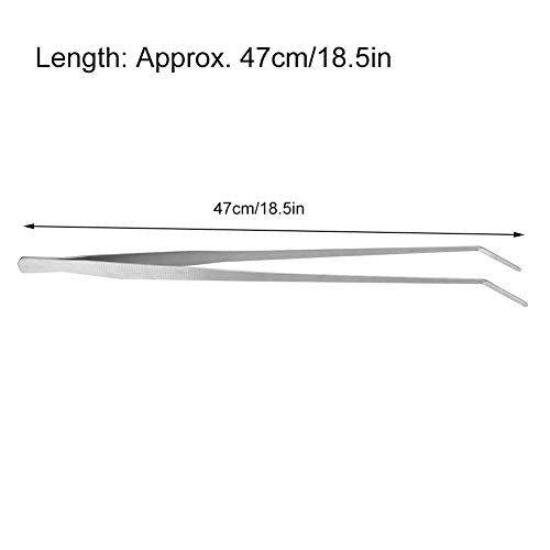 Stainless Steel Elbow Curved Tweezers for Aquarium Plants, 18.5 Inch Fish Tank Water Planting Tool - Durable Oxidation, Easy to Use for Aquarium Care and Landscaping