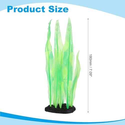 Aquarium Decoration, 7" Plastic Fish Tank Plants Artificial Silicone Glowing Kelp Aquarium Plants Ornament, (Green, 1 Pcs), Intended for Tall Fish Tank Decor/Landscaping - color: Green, size: 7"