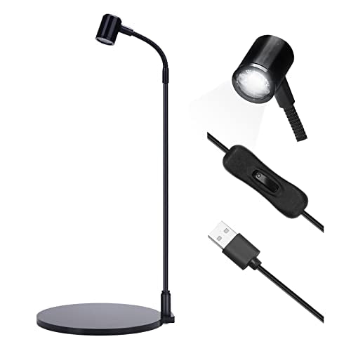 LED Aquarium Light, 3W USB Powered Fish Tank Plant Lamp with Black Base Board for 360 Betta Fish Bowl, Potted Plants, Succulents, Miniature Landscape