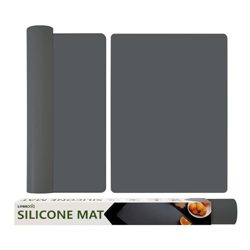 Silicone Mat for Kitchen Counter, Silicone Mat Trimable to Size (Dark Gray, 23.6×15.7inch-2PCS), BPA-Free Silicone Placemat, Heat-Resistant NonSlip Table Mat for Air Fryer, Countertop Protector Mat - color: Dark Gray, size: (L - 23.6''x 15.7‘’x 0.05'')
