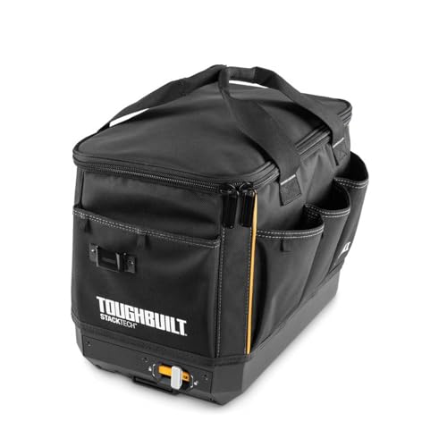 ToughBuilt – StackTech 11" Zippered Tool Bag, Auto-Locking System with Wide Opening, 1680D Fabric & Waterproof Hard Base for Jobsite Organization (TB-B1-S-60C) - size: 11" Tool Bag