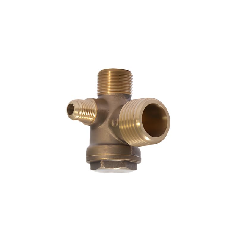 Brass 3-Port 90-Degree Right Male Threaded Air Compressor Check Valve (1/8"x1/2"x3/4) - Air Compressor Parts - size: 1/8"x1/2"x3/4