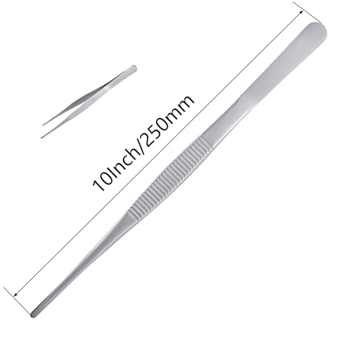 10Inch Fine-Tip Kitchen Tweezers Tongs – Extra-Long Stainless Steel Cooking Tweezers Dishwasher Safe for Grilling, Baking & Food Prep (10In Straight BBQ Tongs) - color: 10In Straight BBQ Tongs