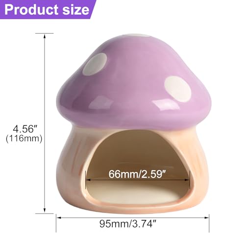 Cute Aquarium Mushroom House Betta Fish Tank Accessory Decor Mini Ceramic Fish Hideout Shrimp Cave Ornament (Purple) - color: Purple