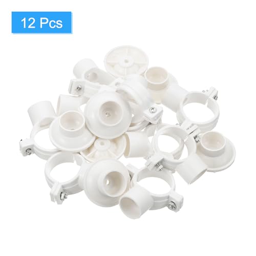 uxcell 12Pcs PVC Water Pipe 32mm Clamps Clips with Base, Fit for 32mm/1.26" OD Tubing Hose Hanger Support, Plastic Pipe Hanger Clamp Water Pipe Support