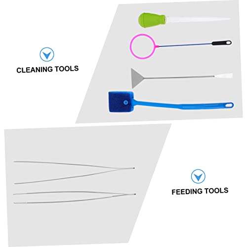 BESPORTBLE 7pcs Fish Tank Cleaning Tools Set Small Pool Net Skimmer Magnet Cleaner for Aquarium Aquascaping Spatula Brush Tweezers Kit Random Color