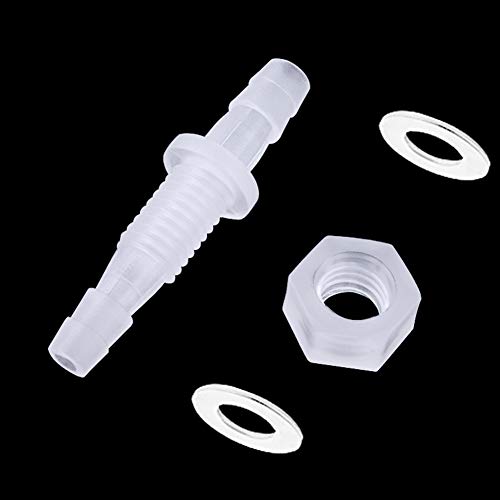 5/16” Thru-Bulk Bulkhead Plastic Hose Barb Fittings Union Adapter Fittings for Aquarium Fuel Gas Liquid Air with Metal washers (Pack of 6) - color: 6 pcs, size: 5/16 Inch