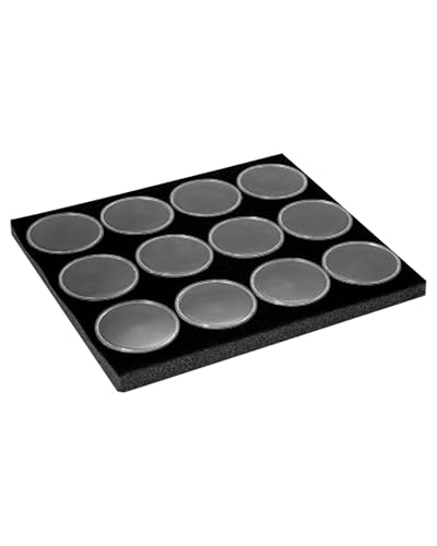 Novel Box Gem Jars 12 large Size Gemstone tray | Black Tray Foam Sheet 7.8X7.8X0.75 | Jewelry Display Rock Storage Box Insert | Gemstone display Trays for Collectibles - color: Black Foam Liner with 12 Gem Jars