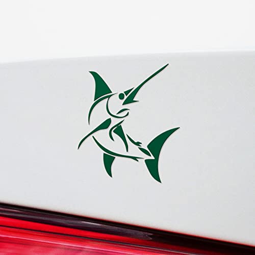 2 Pcs - Decal Stickers of Stylized Marlin Fish (Green) Premium Waterproof Vinyl Decal Stickers for Laptop Phone Accessory Helmet Car Window Mug Tuber Cup Door Wall Decoration ANDSKUS512502GR070722 - color: Green, size: 4.8'' x 5.6''