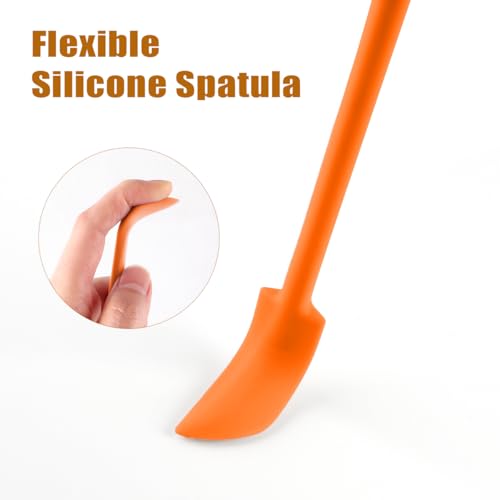Silicone Spatula Set (6Pcs) - Mini Scraper Tool for Beauty & Food - Reach Every Last Drop, Multi-Size Spatulas for Makeup Jars, Lotion Bottles & Kitchen Containers (Orange) - color: Orange