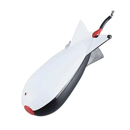 Arinda Fishing Spomb Rocket Shape Spod Fishing Feeders Float Bait Holder Tackle Tool Accessories - color: Black White, size: Large
