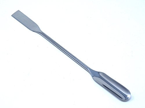 Double Ended Micro Lab Scoop Spoon Half Rounded/Flat End Spatula, 6" L Stainless Steel