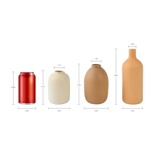 Ceramic Vase Set of 3,Neutral Modern Vases for Bouquet Pampas Grass Dried Fresh Flowers,Rustic Home Decor for Living Room,Bedroom Entryway(Beige) - color: Beige Set of 3