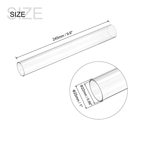 MECCANIXITY Plastic Pipe Rigid Polycarbonate Round Tube Clear 0.86"(22mm) ID 1"(25mm) OD 9.6" (245mm) High Impact for Lighting, Models, Water Plumbing - size: 0.86"IDx1"ODx9.6"