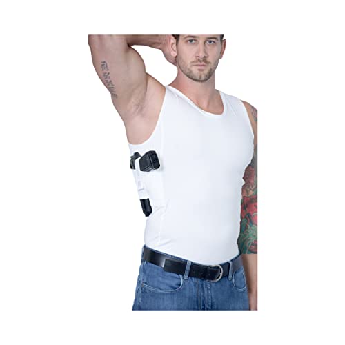 Concealed Carry Wear CCW Compression Tank Top - Tactical Everyday Carry EDC - Gun Holster Shirt for Men - color: White, size: Medium