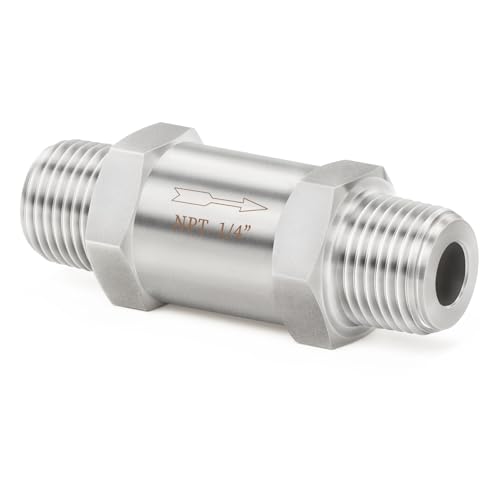 ChillWaves 304 Stainless Steel In-Line Split Check Valve 1/4" NPT Male Thread, One-Way Non-return Check Valve for Backflow Prevention(1-PACK) - size: 1/4" MNPT, style: Split Check Valve