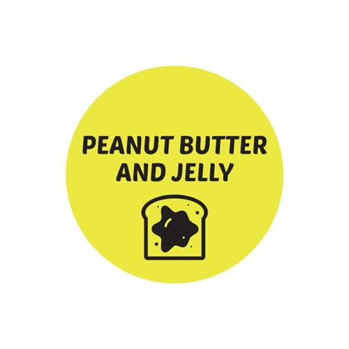Peanut Butter & Jelly Stickers - 1 Inch Round Circle Labels in Bright Yellow for Restaurant Deli Food Truck Supermarket Grocery Store Stickers Food Meal Choice Package Label - 300 Count/Pack - color: Peanut Butter, size: 300 Labels