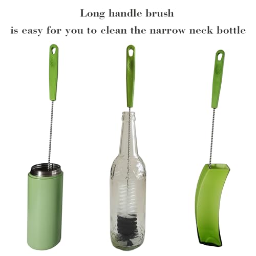 Long Handle Cleaning Brush - 16" Narrow Bottle & Cup Scrubber, Hummingbird Feeder & Meat Grinder Cleaner, Pipe Brush