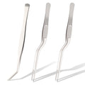3-Pack Stainless Steel Tweezers - 6.3‘’ Curved Serrated Tip Precision Tongs for Gardening, Kitchen, Food Design, Decorating & Crafts - Multi-Purpose Tool for Bar, Lab, DIY & Professional Use