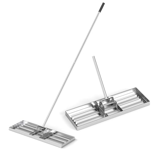 Goplus Lawn Leveling Rake, 30" x 10" Heavy Duty Level Lawn Tool w/ Ergonomic Handle for Soil, Effort-Saving Landscape Rake for Garden, Backyard, Golf Course, Farm, Pasture, Silver - style: 30" x 10", Silver