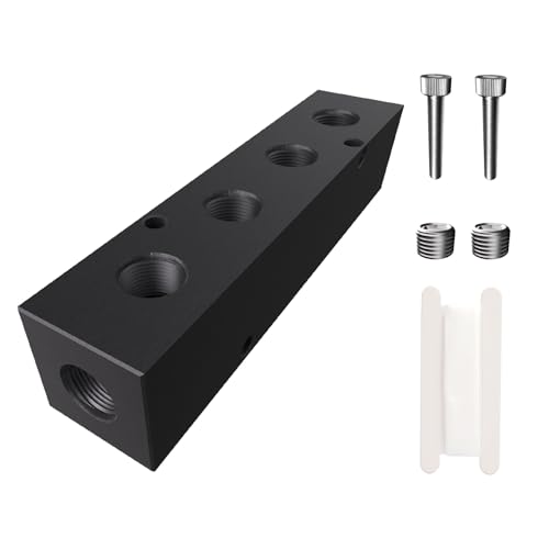 1/4" NPT Air Compressor Manifold, Line Hose Splitter 4 Way 6 Ports Pneumatic Manifold Air Distribution Block with Accessories - style: 4 Way 6 Ports