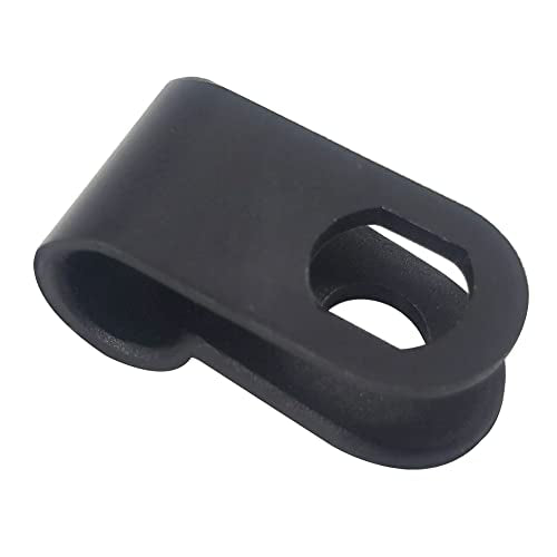 Cable Clamp R-Type Cable Clip Wire Clamp 3/16" Nylon Screw Mounting Cord Fastener Clips with Screws for Wire Management - Black - 50 Pcs - size: 3/16" Black