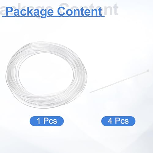 uxcell Flexible PVC Tubing, 2mm ID x 3mm OD - 6.6 Feet Long Clear Vinyl Water Pipe, Lightweight Plastic Hose Water Pipe with Zip Ties for Aquaponics, Air Hose, Irrigation - size: 2mm ID x 3mm OD