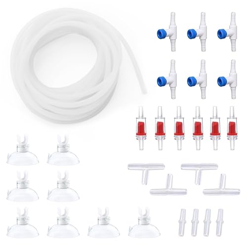 Premium 25FT 3/16inch Air Hose for Aquarium with Connector,Check Valve, Control Valve Accessories (Translucent, 25 ft.) - color: Translucent, size: 25 ft.