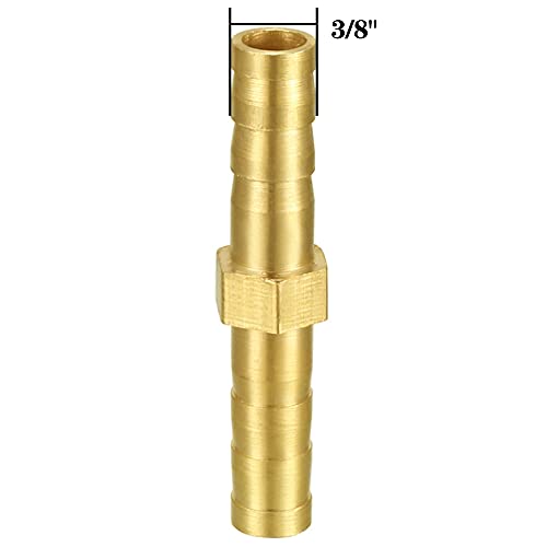 Joywayus 3/8" ID Hose Barb,Hex Union Brass Fitting Intersection/Split Brass Water/Fuel/Air with 6 Stainless Steel Clamps(Pack of 3) - size: 3/8 Inch, style: 3PCS