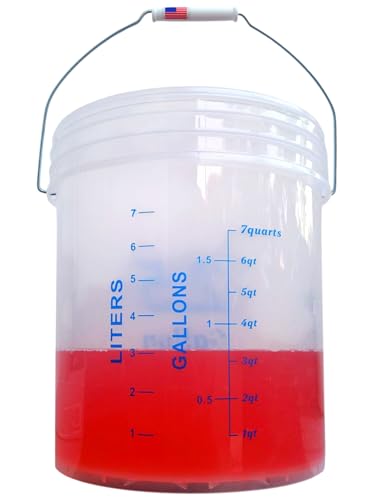 2 Gallon Measuring Graduated Mixing Bucket Pail with Spout Lid & Handle Food Grade Thickened HDPE Leak Proof Heavy Duty Storage Container FDA Compliant Premium Quality Buckets (2 Gallons) - color: Transparent Clear, size: 2 Gallons